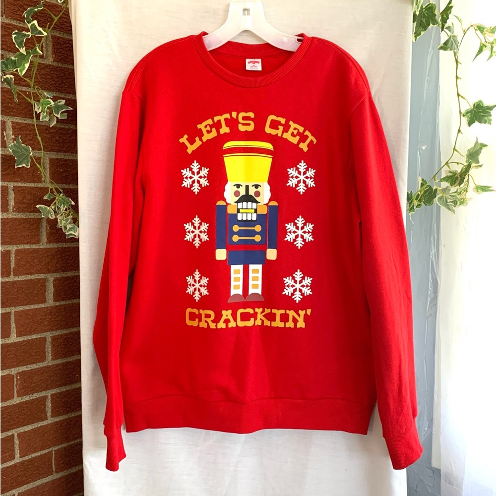Holiday Time | Ugly Christmas Sweatshirt Nutcracker Graphic Red M